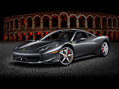FRR 04 BK0017 01
2010 Ferrari 458 Italia Gray 3/4 Front View By Dark Brick Building