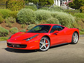 FRR 04 RK0658 01
2011 Ferrari 458 Italia Red 3/4 Front View On Pavement By House And Shrubs