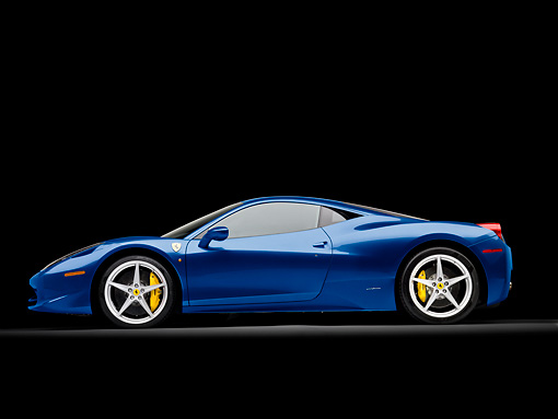 FRR 04 RK0660 01 2010 Ferrari 458 Italia Blue Profile View In Studio