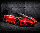 FRR 04 RK0683 01
2011 Mansory 458 Italia Siracusa Red 3/4 Front View On Pavement By Steel Wall