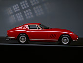 FRR 04 RK0138 03
1966 Ferrari 275 GTB Red Profile On Gray Line Checkered Lighting Studio
