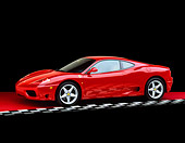 FRR 04 RK0203 06
1999 Ferrari 360 Modena Red Side 3/4 View On Red Floor Checkered Line Studio