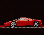FRR 04 RK0295 04
2003 Ferrari Enzo Red Profile View On Checkered Line Red Floor Studio