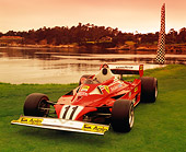 FRR 04 RK0350 03
1977 Ferrari 312T2 Formula One Red 3/4 Front View On Grass By Water