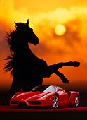 FRR 04 RK0357 01
2003 Ferrari Enzo Red With Rearing Horse Sunset Background