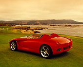 FRR 04 RK0398 03
2000 Ferrari Pininfarina Rossa Red 3/4 Rear View On Grass By Water Filtered