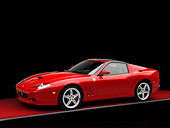 FRR 04 RK0488 02
2005 Ferrari 575 Superamerica Red 3/4 Side View On Red Floor Studio
