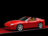 FRR 04 RK0489 02
2005 Ferrari 575 Superamerica Red 3/4 Side View On Red Floor Studio
