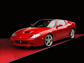 FRR 04 RK0490 02
2005 Ferrari 575 Superamerica Red 3/4 Front View On Red Floor Studio