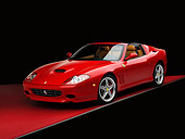 FRR 04 RK0491 01
2005 Ferrari 575 Superamerica Red 3/4 Front View On Red Floor Studio