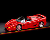 FRR 05 RK0009 18
1996 Ferrari F-50 Red 3/4 Side View On Red And Yellow Lines Studio