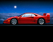FRR 06 RK0010 02
1990 Ferrari F-40 Red Profile On Gray Line Dark Sky With Moon Background