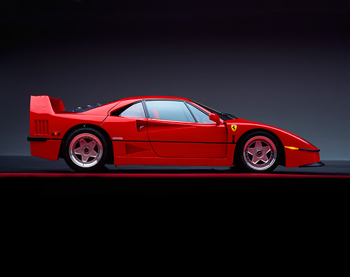 FRR 06 RK0012 04 1990 Ferrari F40 Red Profile On Red Line Studio 