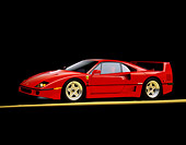 FRR 06 RK0014 04
1990 Ferrari F-40 Red 3/4 Side View On Yellow Line Studio