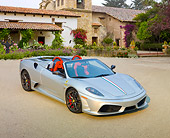 FRR 08 RK0134 01
2009 Ferrari F430 16M Scuderia Spider Silver 3/4 Front View On Pavement By Building