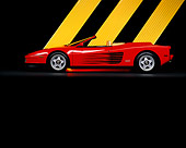 FRR 08 RK0025 06
Ferrari Testarossa Spyder Red Profile View Yellow Stripes Background Studio
