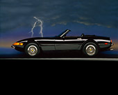 FRR 08 RK0071 02
1973 Ferrari Daytona Spyder Black Profile View On Gray Line Lightning Background