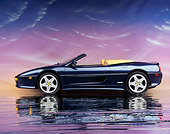 FRR 08 RK0087 06
1995 Ferrari F355 Spyder Blue Profile View On Mylar Floor Purple Clouds Studio
