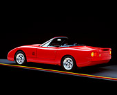 FRR 08 RK0117 02
1969 Ferrari 365 NART Spyder Red Convertible 3/4 Rear View On Gray Line Studio