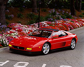 FRR 11 RK0002 01
1990 Ferrari 348 TS Red 3/4 Front View On Pavement By Flowers