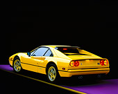 FRR 14 RK0031 04
1989 Ferrari 328 GTB Yellow Rear 3/4 View On Purple Floor Yellow Line Studio
