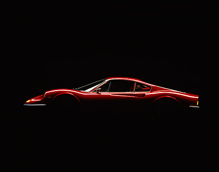 FRR 16 RK0004 06 1973 Ferrari Dino GT Red Profile Silhouette Studio 