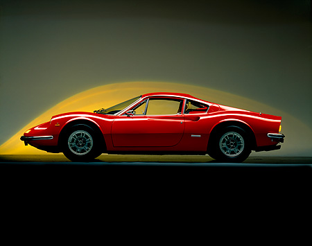 FRR 16 RK0007 05 1973 Ferrari Dino GT Red Profile Lighting Background 