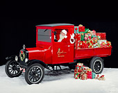 GCD 02 RK0009 01
Santa Clause In 1920 Ford Model T Red Truck With Christmas Presents On Snow Studio