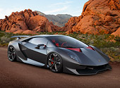 LAM 01 BK0043 01
2013 Lamborghini Sesto Elemento Black 3/4 Front View On Dirt In Desert