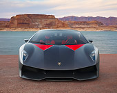 LAM 01 BK0044 01
2013 Lamborghini Sesto Elemento Black Front View On Dirt By Water In Desert