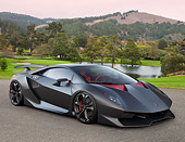 LAM 01 BK0053 01
2013 Lamborghini Sesto Elemento Black 3/4 Front View On Pavement By Golf Course