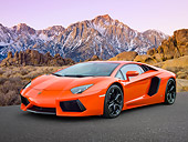 LAM 01 RK0757 01
2012 Lamborghini Aventador LP700-4 Orange 3/4 Front View On Pavement By Snowy Mountains