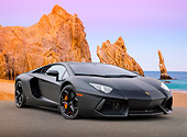 LAM 01 RK0758 01
2012 Lamborghini Aventador LP700-4 Black 3/4 Front View On Pavement By Beach