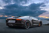 LAM 01 RK0772 01
2012 Lamborghini Aventador Black 3/4 Rear View On Pavement By Bay At Dusk