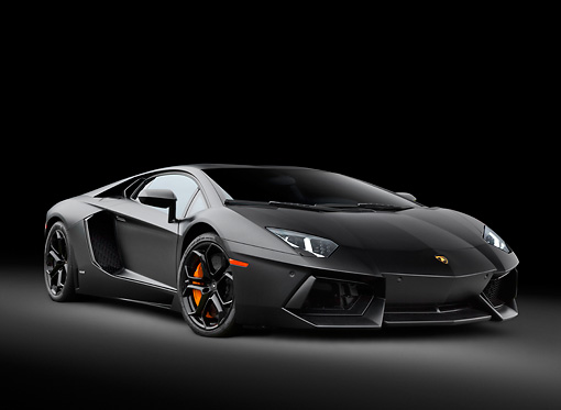 LAM 01 RK0774 01 2012 Lamborghini Aventador Black 3 4 Front View In Studio