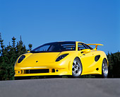 LAM 01 RK0012 07
Lamborghini Cala Italdesign Yellow Low 3/4 Front View On Pavement Trees Blue Sky