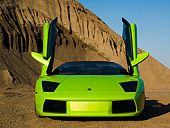 LAM 01 RK0585 01
2006 Lamborghini Murcielago Roadster Lime Green Head On View On Sand