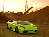 LAM 01 RK0593 01
2006 Lamborghini Murcielago Roadster Lime Green 3/4 Front View On Sand