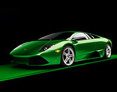 LAM 01 RK0631 01
2007 Lamborghini Murcielago Green Low 3/4 Side View On Green Floor Studio