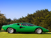 LAM 01 RK0641 02
1974 Lamborghini Countach LP400 Green Profile View On Grass Trees Blue Sky