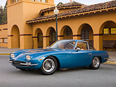 LAM 01 RK0689 01
1965 First Lamorghini 350GT Azure Blue 3/4 Front View On Pavement By Building