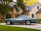LAM 01 RK0695 01
1966 First Lamorghini 400GT 2+2 Touring Berlinetta Grigio Saint-Vincent (Dark Gray) Profile View On Driveway By House