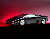 LAM 02 RK0015 02
1994 Lamborghini Diablo Black Side 3/4 View Red Lighting Background Studio