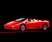 LAM 02 RK0041 02
1996 Lamborghini Diablo Roadster Red 3/4 Side View On Red Line Studio