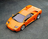 LAM 02 RK0141 06
2001 Lamborghini Diablo  Orange Overhead 3/4 Front View On Pavement