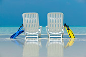 LAN 09 KH0022 01
Lounge Chairs On Beach With Snorkel Gear Maldives