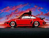 LEP 30 RK0092 03
Black Leopard Laying On Top Of Red Porsche By Sand Sunset Background