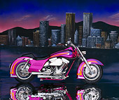 MOT 01 RK0302 07
1992 Custom Softail Fuschia Profile City Background