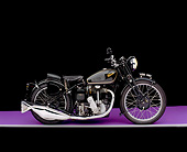 MOT 01 RK0367 03
1947 Velocette KSS Black Side View On Purple Floor Gray Line Studio