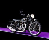 MOT 01 RK0368 03
1947 Velocette KSS Black Front 3/4 View On Purple Floor Gray Line Studio